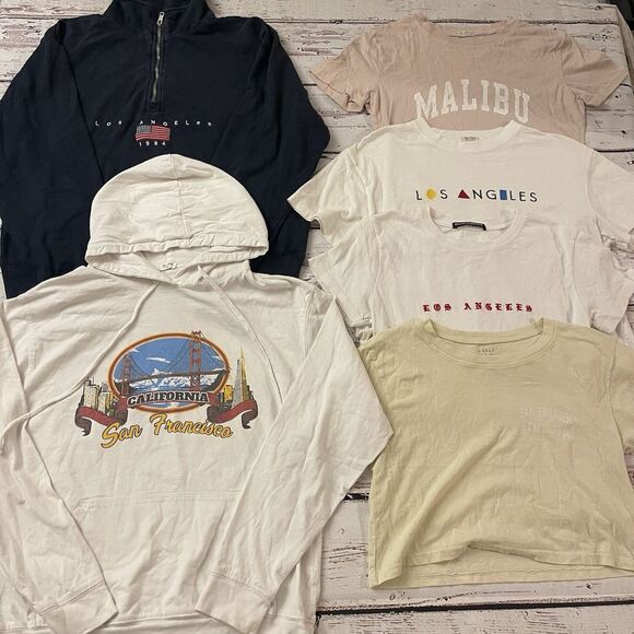 Brandy Melville Tops - Brandy Melville John Galt Lot Of 6‎ Sweater T-Shirts California Themed One Size